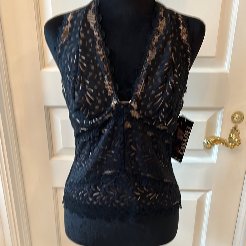 Black Lace Sleeveless Top